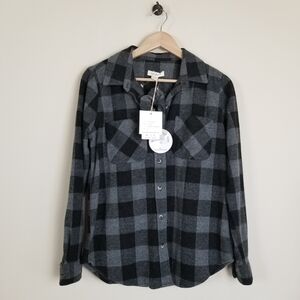 Beachlunchlounge Flannel Shirt Shacket With Matching Hair Tie Size XS